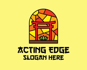 Stained Glass Shinto Shrine  logo design