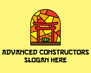 Stained Glass Shinto Shrine  logo design