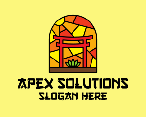 Stained Glass Shinto Shrine  logo design