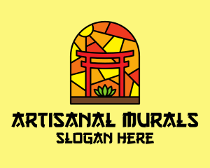 Stained Glass Shinto Shrine  logo design