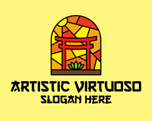 Stained Glass Shinto Shrine  logo design