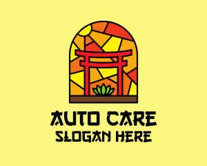 Stained Glass Shinto Shrine  logo design