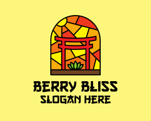 Stained Glass Shinto Shrine  logo design