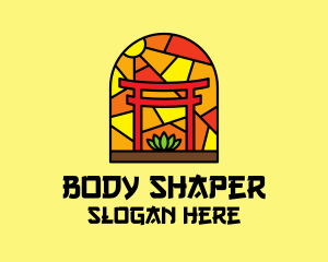 Stained Glass Shinto Shrine  logo design