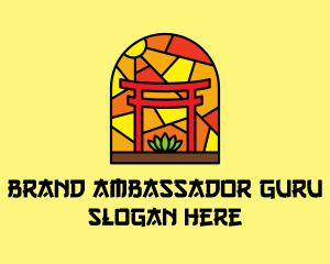 Stained Glass Shinto Shrine  logo design