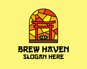 Stained Glass Shinto Shrine  logo design