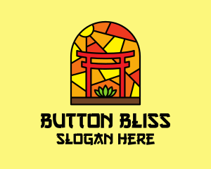 Stained Glass Shinto Shrine  logo design