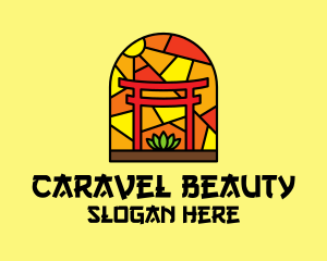 Stained Glass Shinto Shrine  logo design