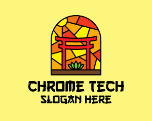 Stained Glass Shinto Shrine  logo design