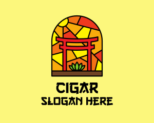 Stained Glass Shinto Shrine  logo design