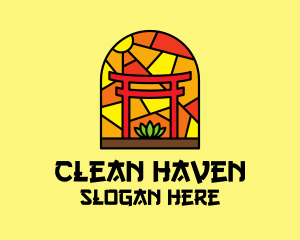 Stained Glass Shinto Shrine  logo design