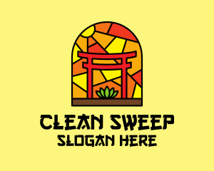 Stained Glass Shinto Shrine  logo design