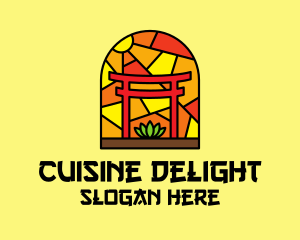 Stained Glass Shinto Shrine  logo design