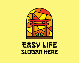 Stained Glass Shinto Shrine  logo design