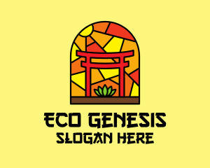 Stained Glass Shinto Shrine  logo design