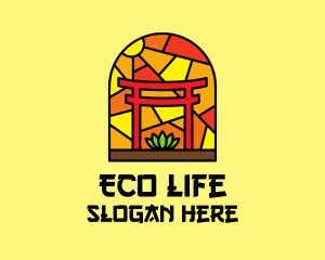 Stained Glass Shinto Shrine  logo design