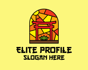 Stained Glass Shinto Shrine  logo design