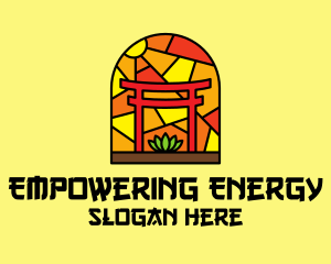 Stained Glass Shinto Shrine  logo design