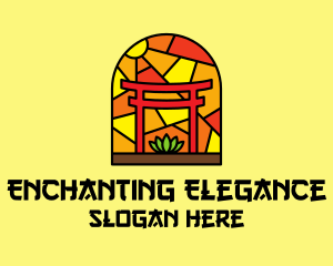 Stained Glass Shinto Shrine  logo design