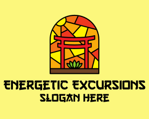 Stained Glass Shinto Shrine  logo design