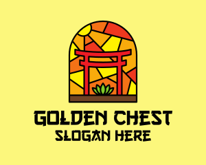 Stained Glass Shinto Shrine  logo design