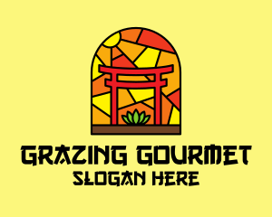 Stained Glass Shinto Shrine  logo design