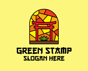 Stained Glass Shinto Shrine  logo design