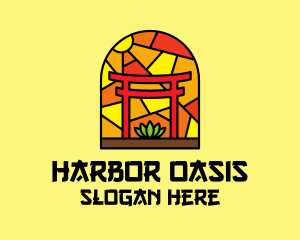 Stained Glass Shinto Shrine  logo design