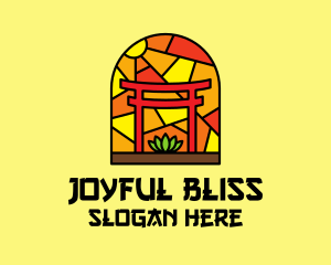 Stained Glass Shinto Shrine  logo design