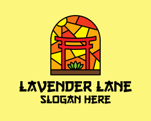 Stained Glass Shinto Shrine  logo design