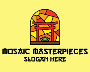 Stained Glass Shinto Shrine  logo design