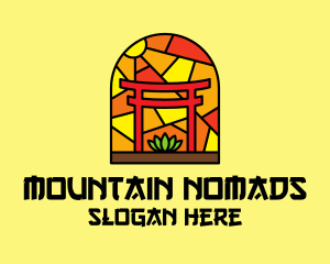 Stained Glass Shinto Shrine  logo design