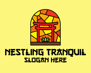 Stained Glass Shinto Shrine  logo design