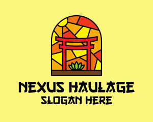 Stained Glass Shinto Shrine  logo design