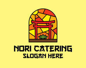 Stained Glass Shinto Shrine  logo design