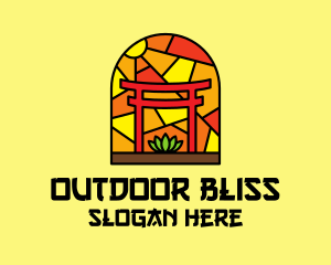 Stained Glass Shinto Shrine  logo design