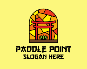 Stained Glass Shinto Shrine  logo design