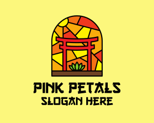 Stained Glass Shinto Shrine  logo design