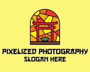 Stained Glass Shinto Shrine  logo design