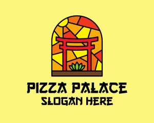 Stained Glass Shinto Shrine  logo design