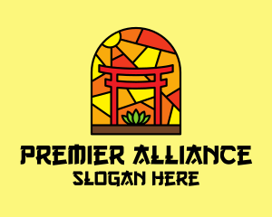 Stained Glass Shinto Shrine  logo design