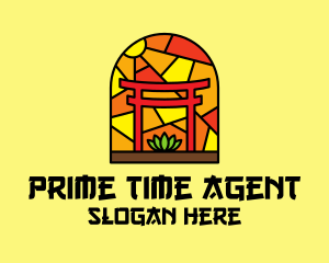 Stained Glass Shinto Shrine  logo design