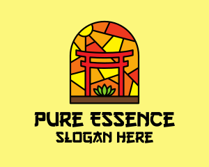 Stained Glass Shinto Shrine  logo design