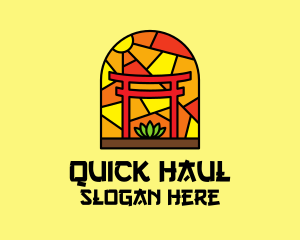 Stained Glass Shinto Shrine  logo design