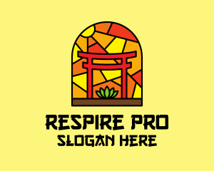 Stained Glass Shinto Shrine  logo design