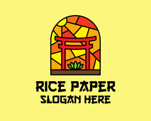 Stained Glass Shinto Shrine  logo design