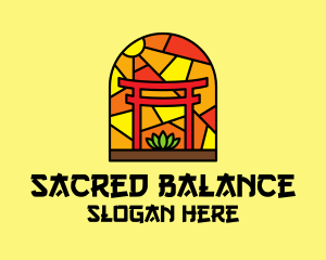 Stained Glass Shinto Shrine  logo design