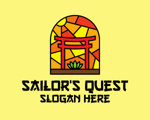 Stained Glass Shinto Shrine  logo design