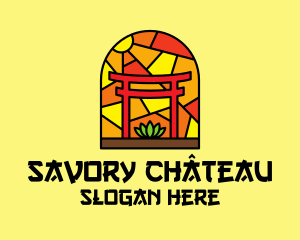 Stained Glass Shinto Shrine  logo design