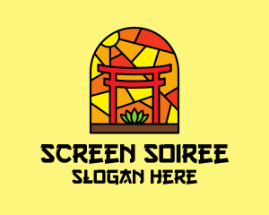 Stained Glass Shinto Shrine  logo design